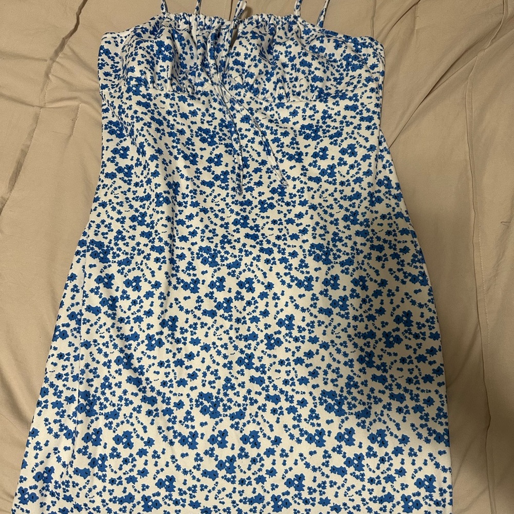 Floral Blue and White Dress